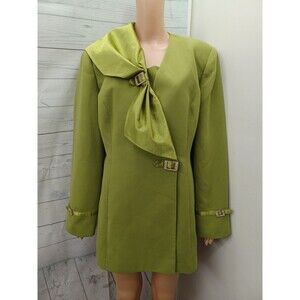 ML Studio Womens Blazer Jacket Sz 16 Green Embellished Rhinestone